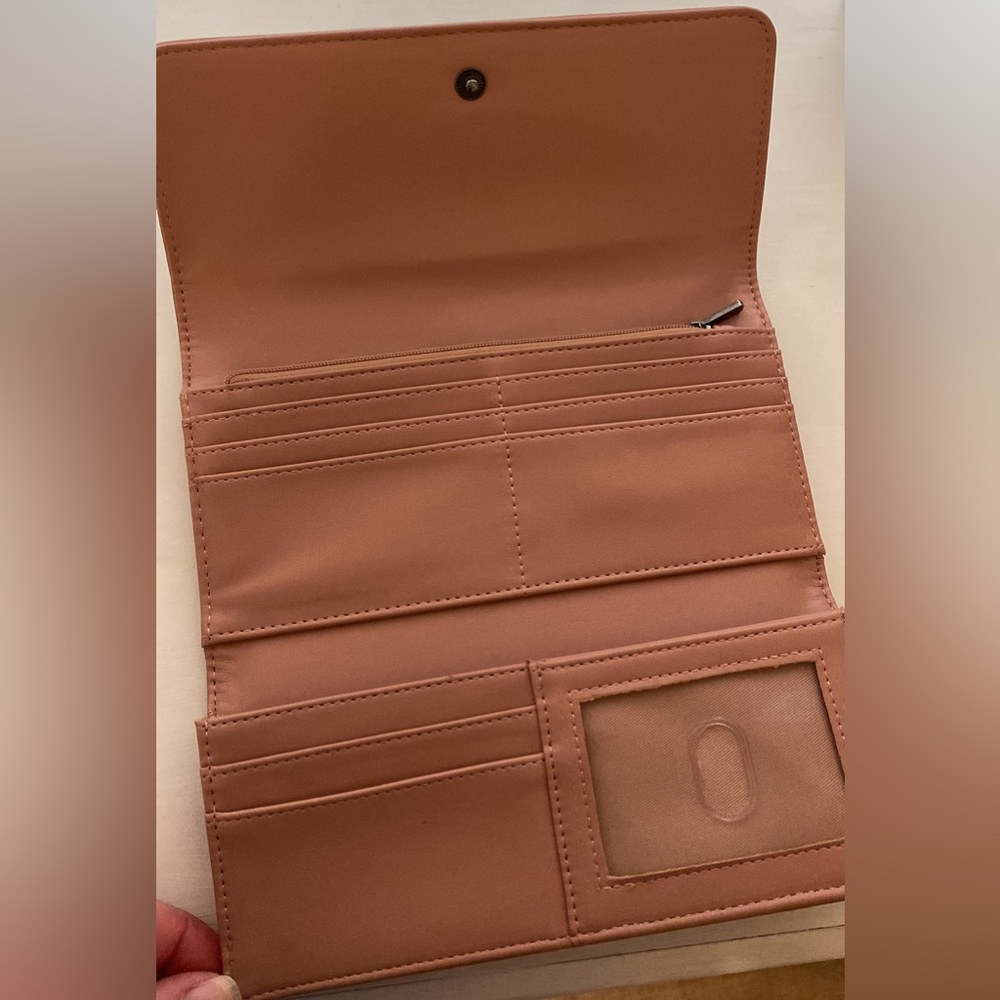 Pink trifold wallet